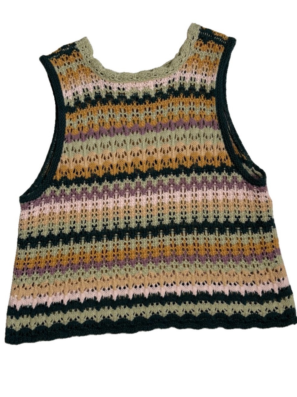 Universal Thread Crochet Knit Sweater Tank Top Large | Boho Striped Vest-143